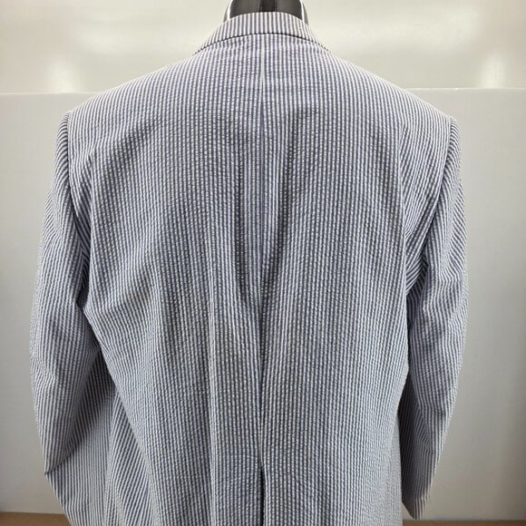 Chaps Blazer Mens 48L Blue Striped Seersucker Cotton Preppy Sport Coat Jacket - Picture 2 of 16